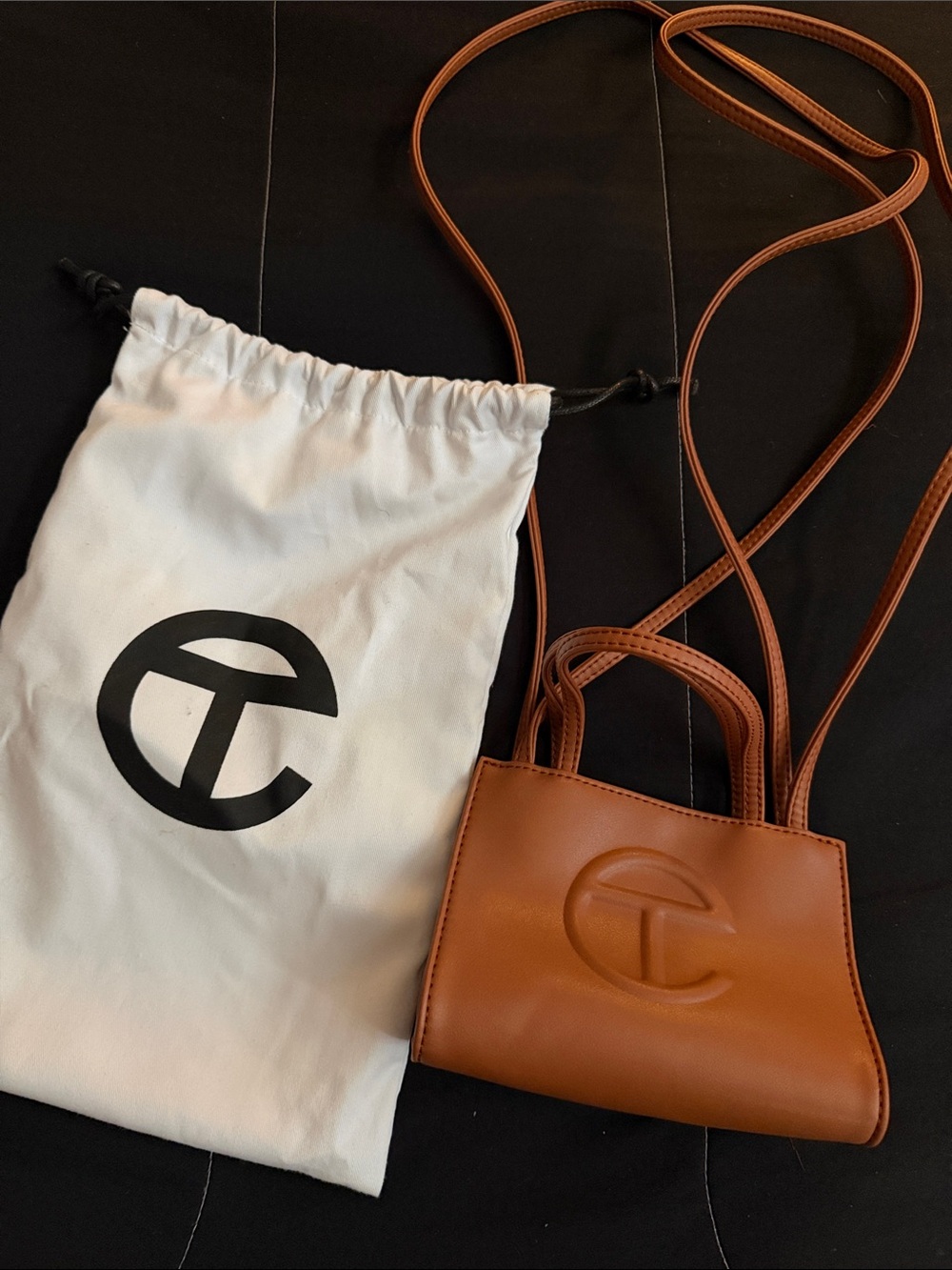 Telfar Mini Shopping Bag in Chestnut Brown with Embossed Logo